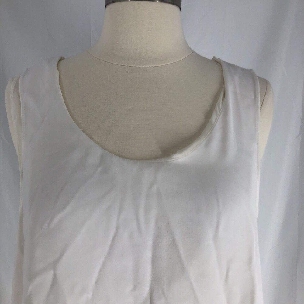 DKNYC Women's White Sheer Lined Sleeveless Blouse Medium